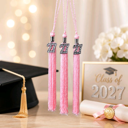 2027 PINK tassel with Silver BLING Charm