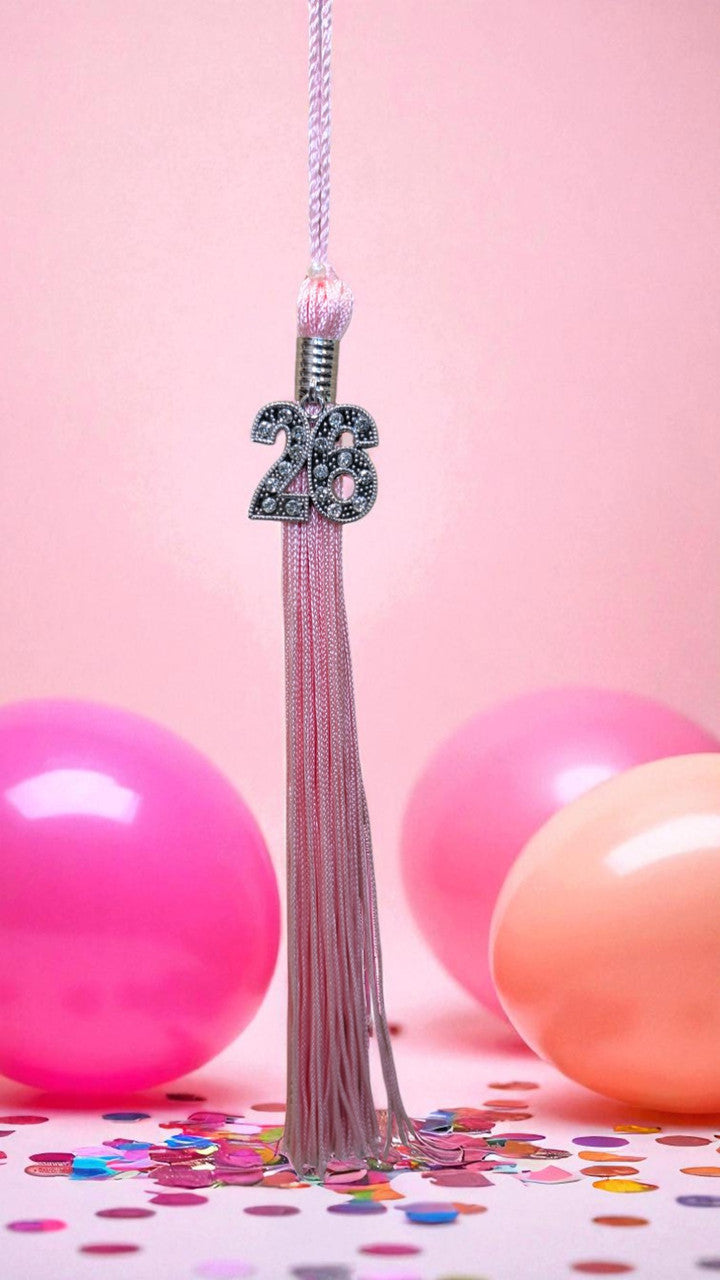 Silver-tone "2026" year-date charm with rhinestone accents