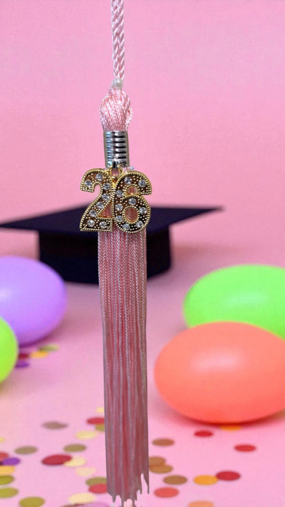 2026 PINK tassel with Gold BLING Charm 2026