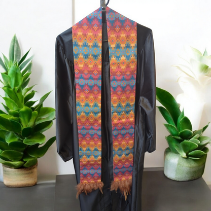 Blank Native Sash

The native graduation stole is made of a Native American pattern with real feathers. This blank sash celebrates your native American heritage.

Native American pattern with feathers

Professional high end embroidery

Sash Size: Approx. 5" wide x 35" long

Proudly hand sewn in California, USA