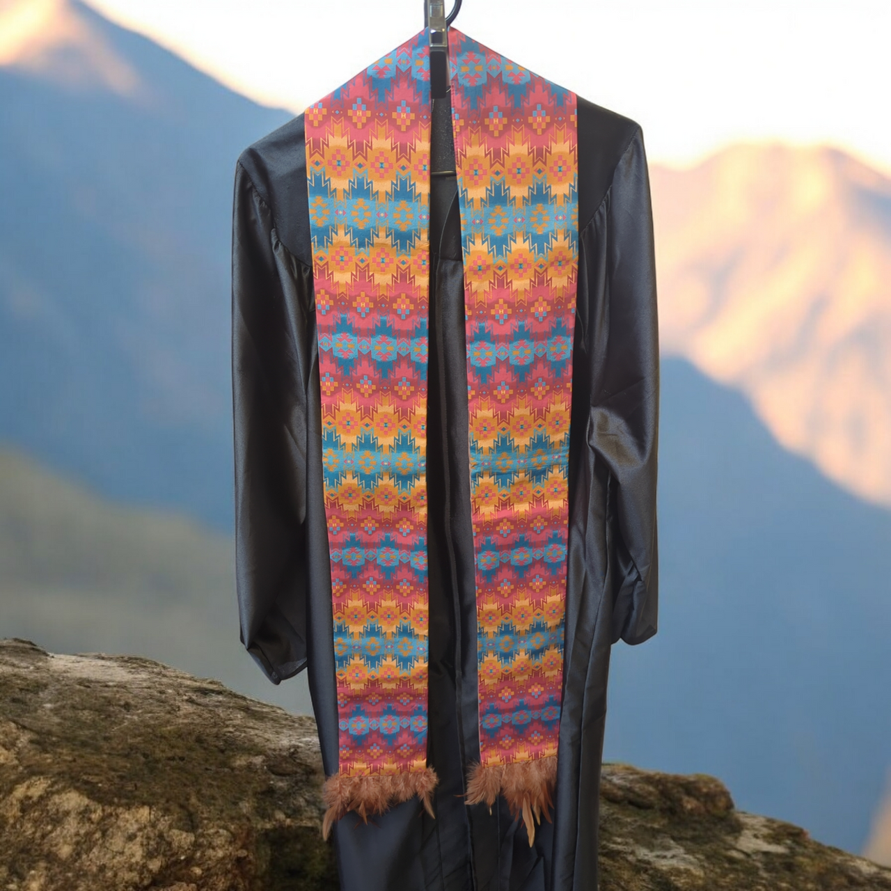 Blank Native Sash

The native graduation stole is made of a Native American pattern with real feathers. This blank sash celebrates your native American heritage.

Native American pattern with feathers

Professional high end embroidery

Sash Size: Approx. 5" wide x 35" long

Proudly hand sewn in California, USA