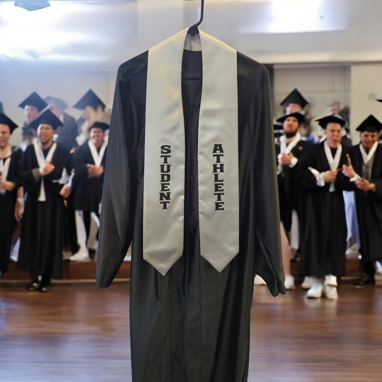 Student Athlete Graduate Graduation Stole (Silver/ Black)