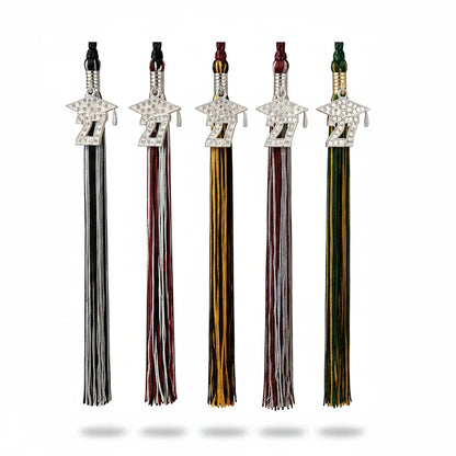 Rocky Mountain Balfour 2027 graduation cap tassels with rhinestone-encrusted charms in various school colors
