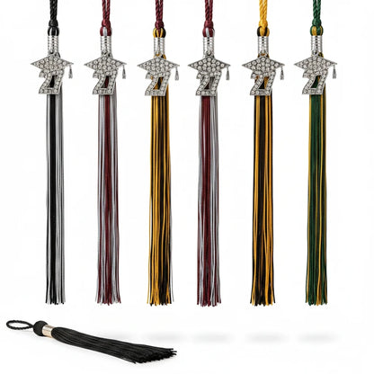 Rocky Mountain Balfour 2027 graduation cap tassels with rhinestone charms in various school colors