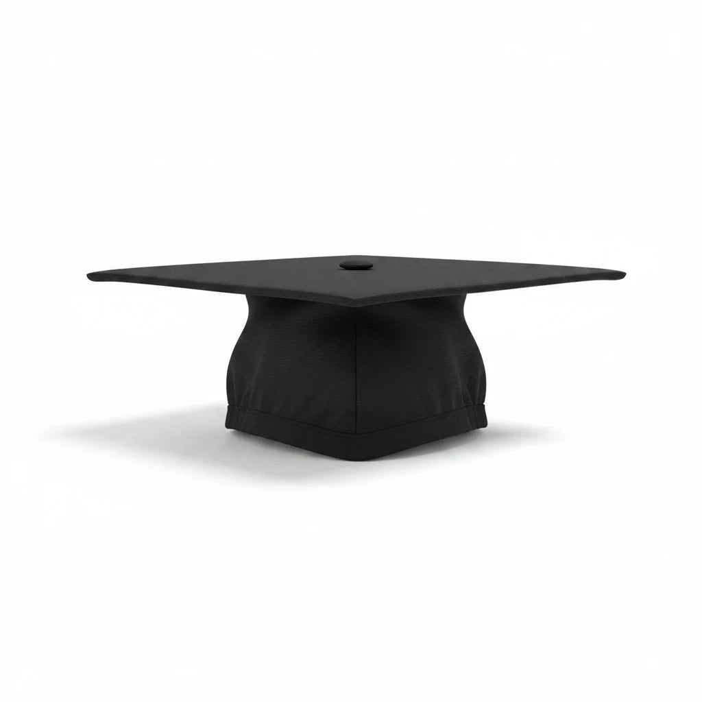 Rocky Mountain Balfour black academic graduation cap with a classic structured mortarboard design on a white background