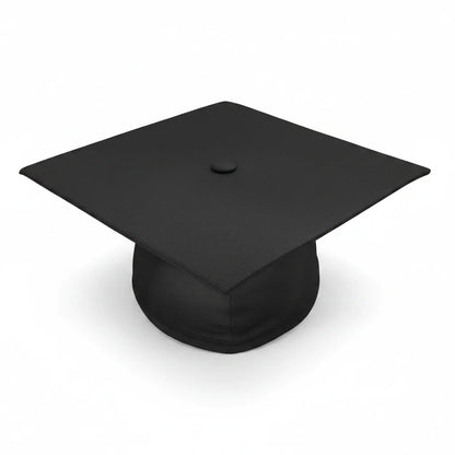 Rocky Mountain Balfour black academic graduation cap with a classic structured mortarboard design on a white background