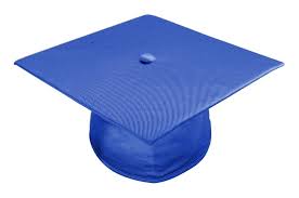 Rocky Mountain Balfour royal blue graduation cap with a flat square top and button center for school ceremonies
