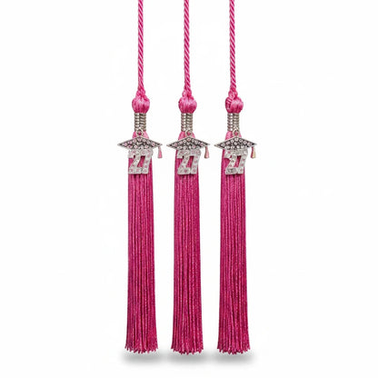 Rocky Mountain Balfour hot pink graduation tassels with 2027 rhinestone charms and silver-tone cap accents